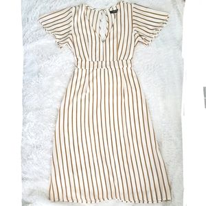 NWT Sz9 Beige and Yellow Striped Dress